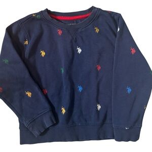 U.S. Polo Assn. Navy Kids Sweatshirt with Pony Embroidery Print | 5T